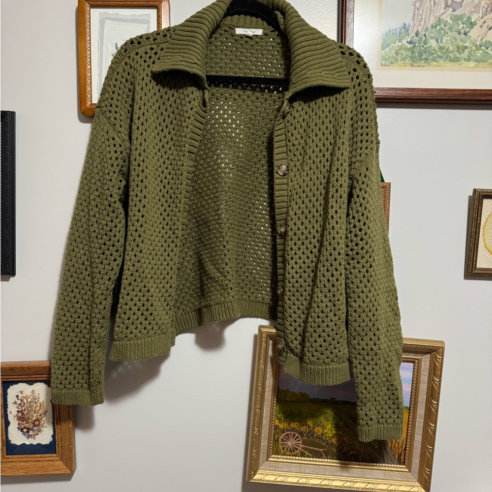 Olive Green Knit Cardigan